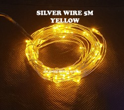 5M SILVER WIRE YELLOW LED ( BATTERY PACK ) FAIRY LIGHT