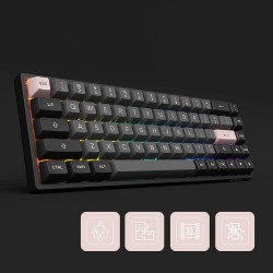 AKKO Keyboard RGB Hotswap 3mode-3068BBlack&PinkCSJellypink