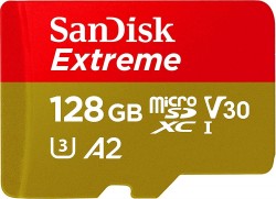 SANDISK 128GB EXTREME CLASS 10 V30 A2 UP TO 190MB/S MICRO SD