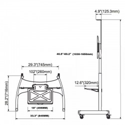 QUEENIE QTS-70 MOVABLE TROLLEY TV STAND 32"-70" 45.5KG