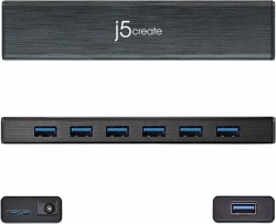 J5CREATE USB 3.0 7-PORT HUB WITH AC POWER ADAPTER (BLACK) JU