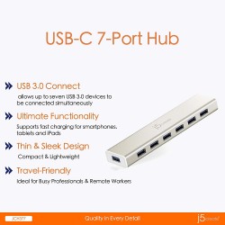 J5CREATE USB 3.0 7-PORT HUB WITH USB TYPE-C CABLE JCH377