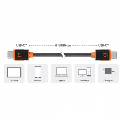 J5 CREATE USB C TO USB C SYNC AND CHARGE CABLE 1.8M (60W) JU