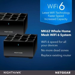 NETGEAR Nighthawk Whole Home Mesh WiFi 6 System (MK62) - AX1