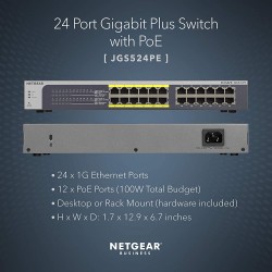 Netgear JGS524PE-100INS 24PT GE POE SMART MANAGED PLUS SWCH