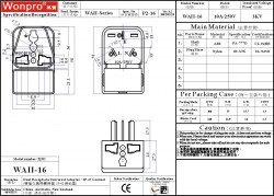 WONPRO WAII-16 TRAVEL ADAPTER