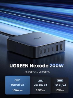 UGREEN 40915 NEXODE 200W 6 PORTS DESKTOP GaN CHARGER