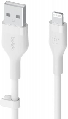 USB-A to LTG, SILICONE, 1M, WHT