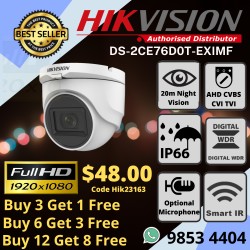 HIKVISION CAMERA 2MP DOME DS-2CE76D0T BULLET DS-2CE16D0T