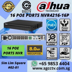 DAHUA 16CH 1U 16POE 2HDDS LITE SMART NVR  NVR4216-16P-4KS3