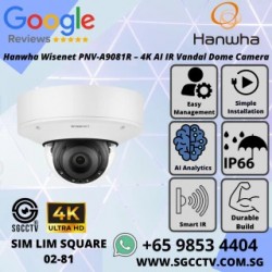 HANWHA WISENET PNV-A9081R 4K AI IR Vandal Dome 8MP KOREA Sam