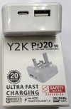 Y2K PD20W FAST CHARGING WHITE MINI USB & USB-C ADAPTER